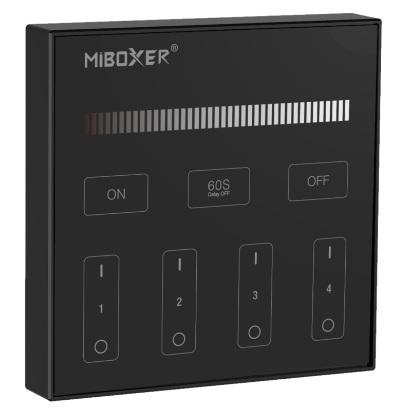 Black Single Colour RF wall panel remote 4 zone - Battery Powered 