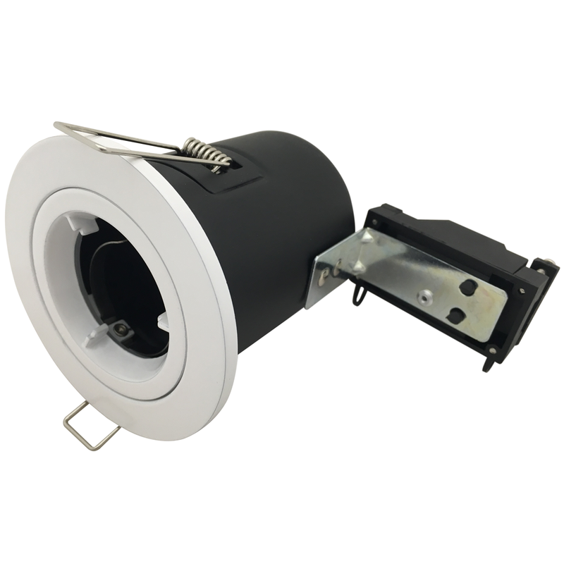 White fixed fire rated downlight