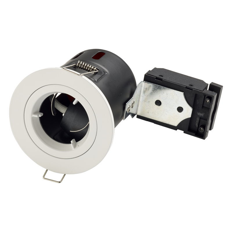 White fixed fire rated downlight