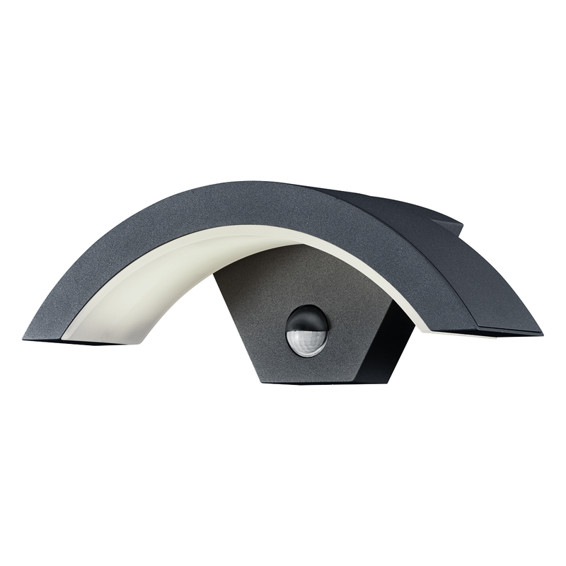 Curved LED PIR wall light anthracite finish