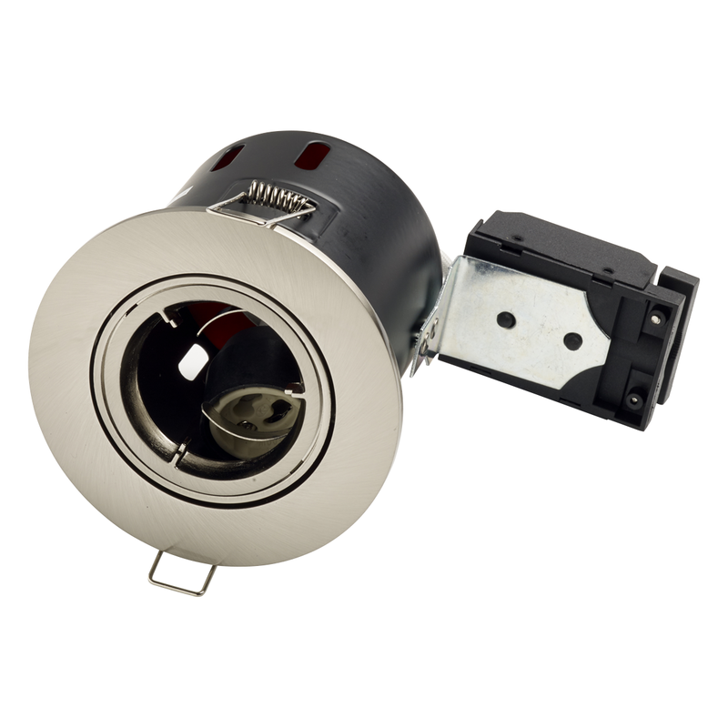 Brushed nickel fixed fire rated downlight