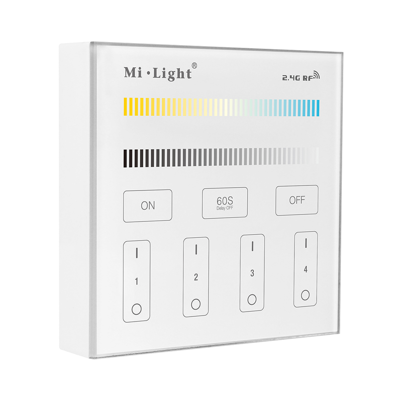 White CT Adjustable RF wall panel remote 4 zone - Battery powered
